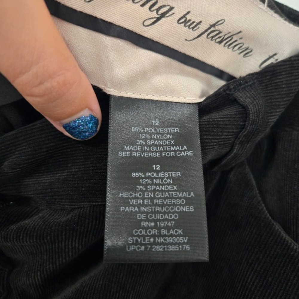 Norma Kamali Corduroy Pants Black Career Office Business Casual Size 12 - Picture 7 of 7